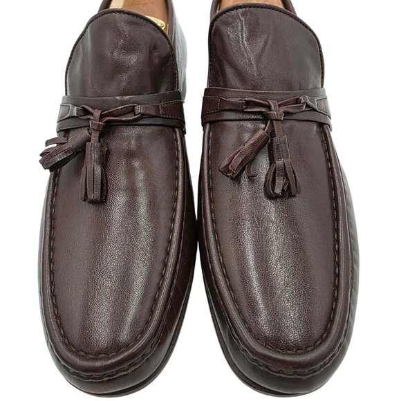 NEW Vintage Bally Ziggi Brown Leather Tassel Loafers Mens 9M Italian Dress Shoes main image 7